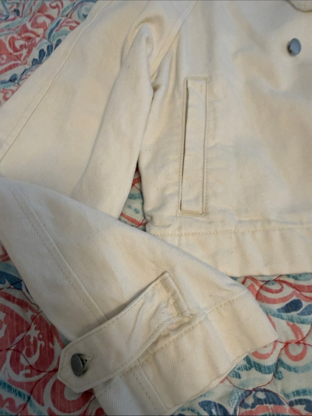 Universal Thread Cream Cropped Double-Breasted denim coat, NWT - Picture 3 of 8